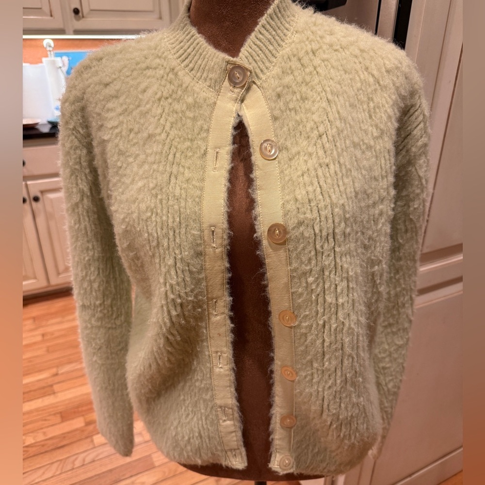 VTG Bobbie Brooks 1960s Mint Button-Up Cardigan Fuzzily Distressed kurt cobain